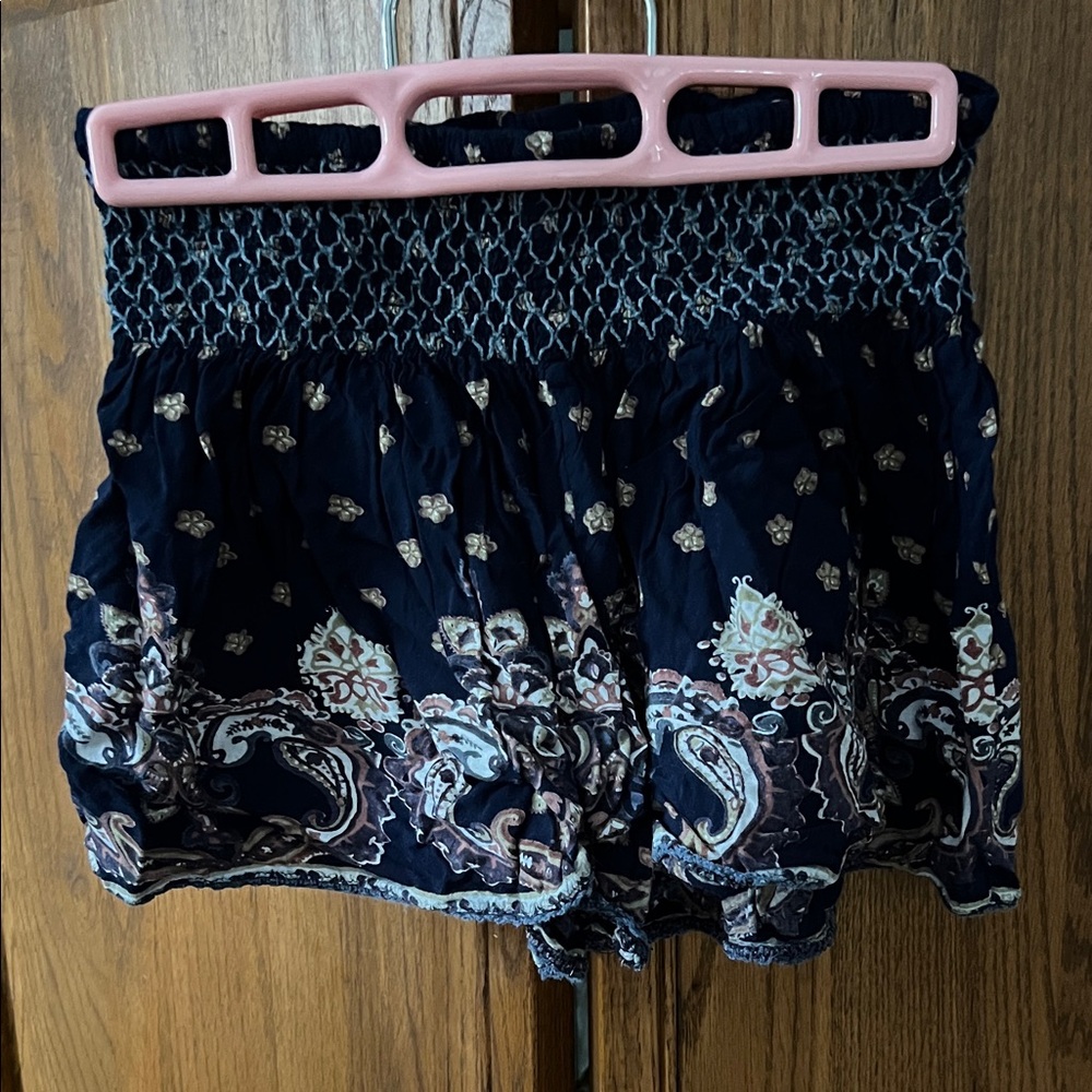 Navy Paisley Print Shorts